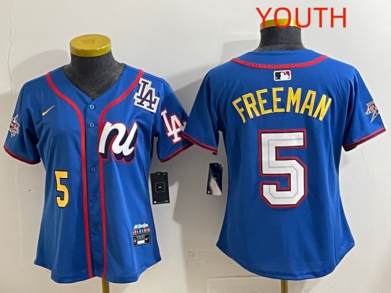 Youth 2025 Los Angeles Dodgers #5 Freeman Blue Nike 2025 MLB All Star Jersey style 008->youth mlb jersey->Youth Jersey